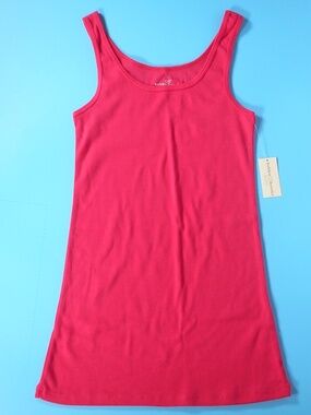 NWT Bobbie Brooks Womens Sz S M Hot Pink Tank Top 100% Cotton Summer